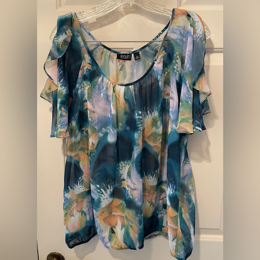 a.n.a Women's Blue and Green Blouse